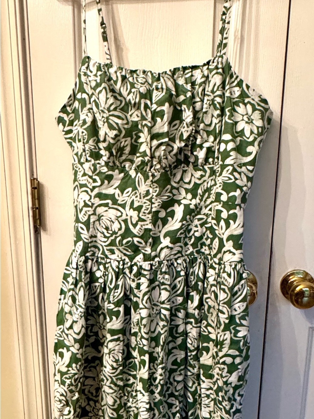 Free Assembly Ladies Linen Dress - Floral Green, Size Large